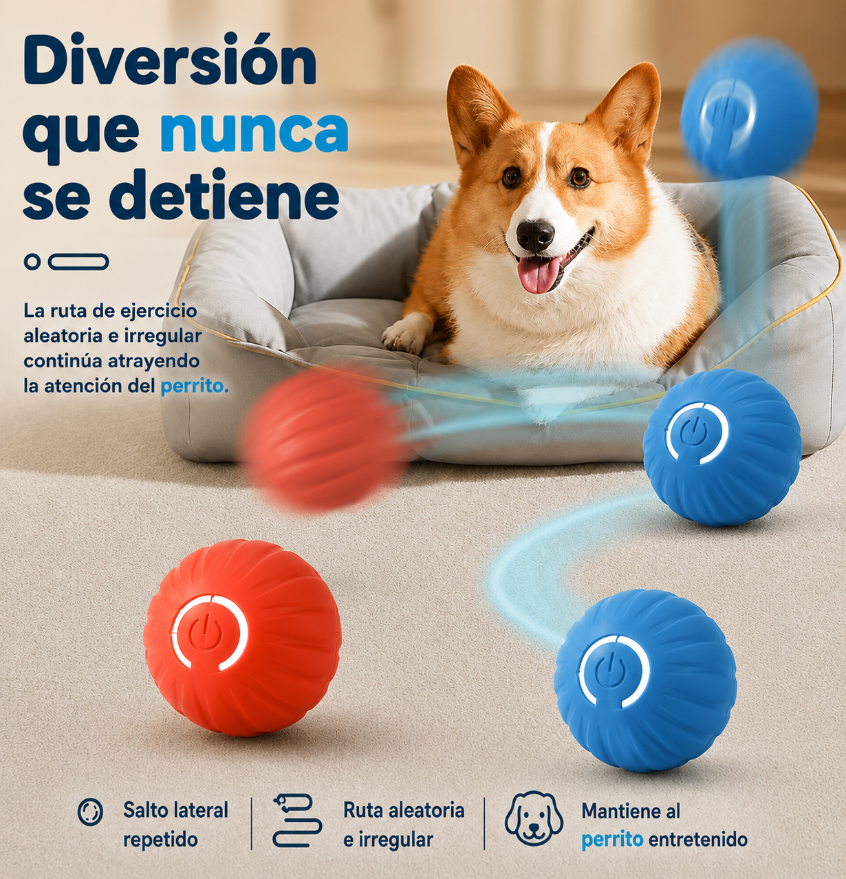 Pelota interactiva recargable para mascotas